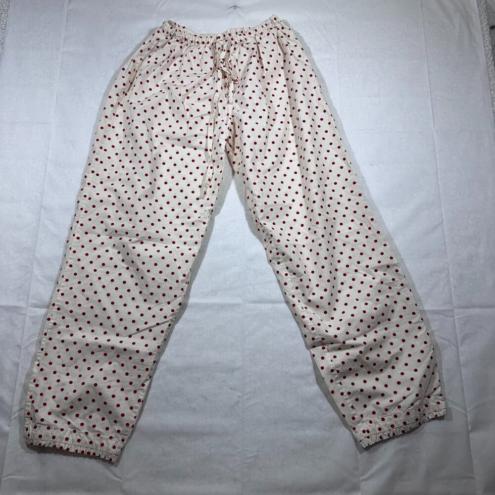 Taylor Linens womens 100% cotton Red Polka Dot Pajama Lounge Pants size Small